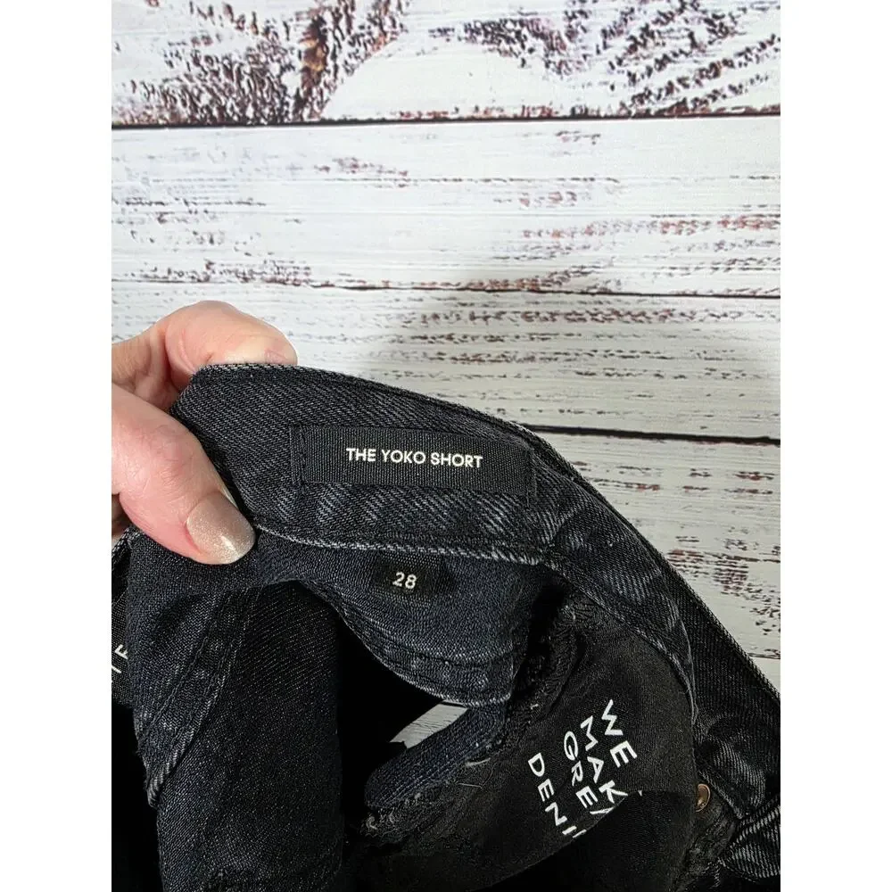 Denim Forum Yoko High Rise Black Cutoff Denim Short Size 28